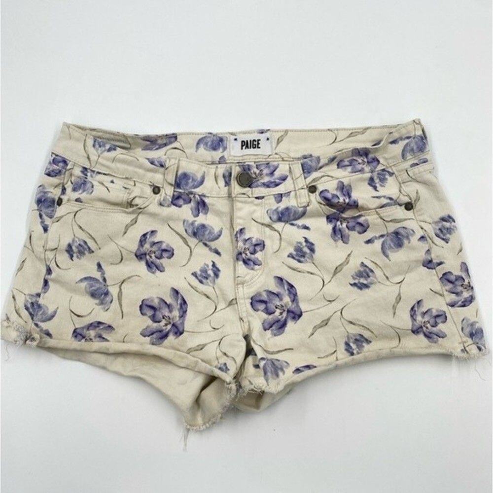 PAIGE floral jean shorts